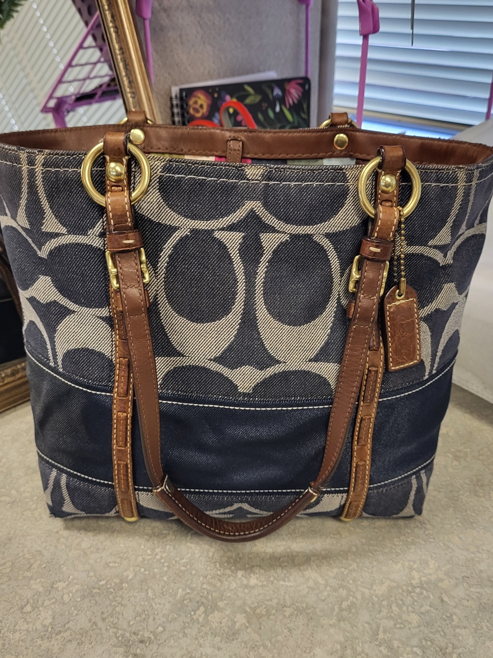 Coach Signature Denim Tote Bag